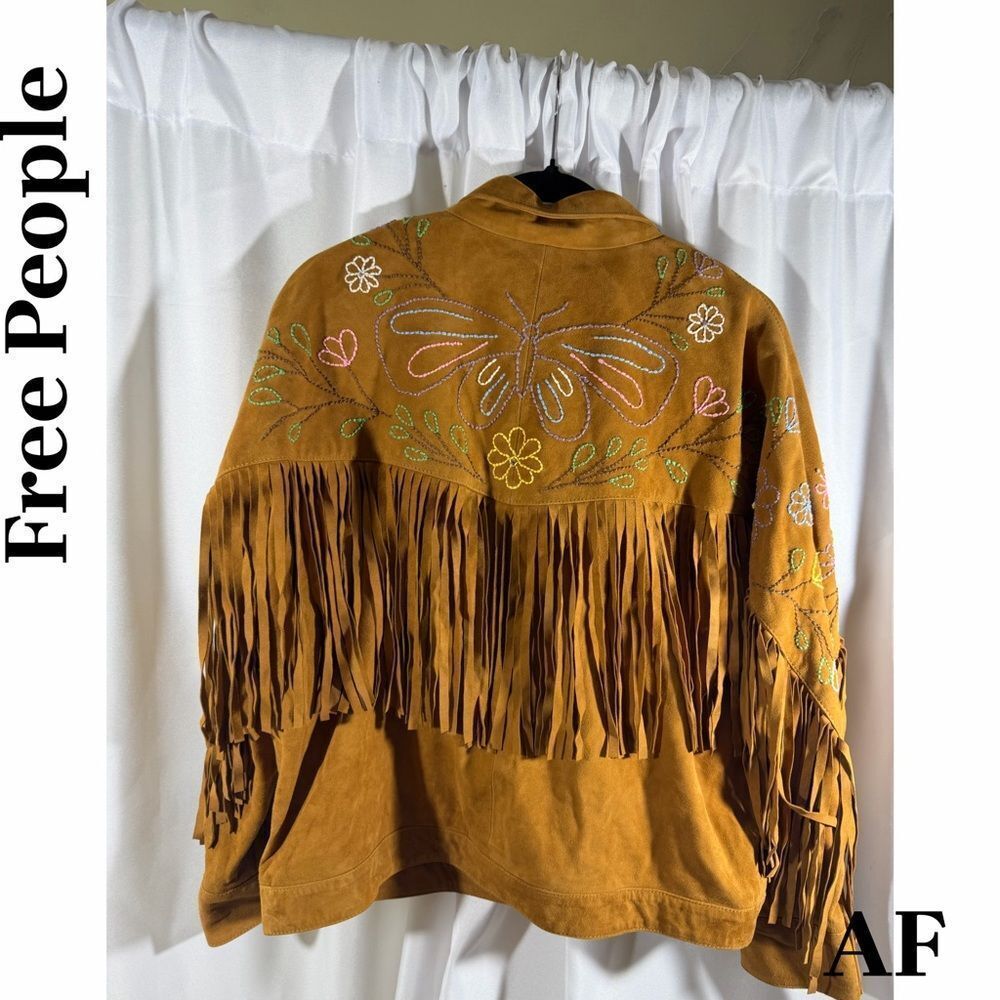 Free People Wila Western Suede Bomber Jacket in Whiskey Small NWT - Picture 8 of 8